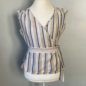 Connection 18 Striped Vest Wrap Shirt